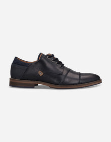 Zapatos Formal Casual Hombre Derby Cuero Con Costuras Decorativas Alden-0-81 Azul