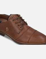 Zapatos Formal Casual Hombre Derby Cuero Con Costuras Decorativas Alden-0-81 Brandy