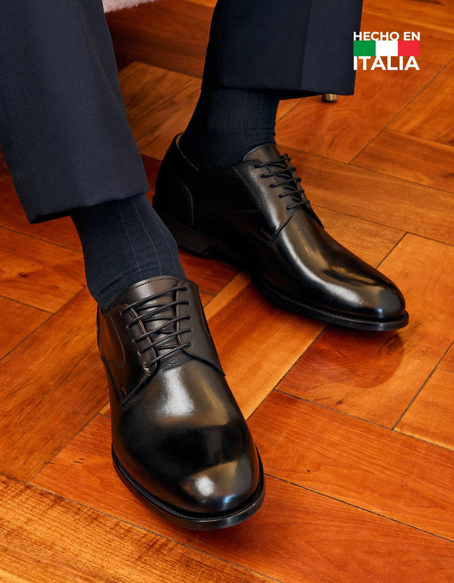Zapatos Formales Hombre Hecho En Italia Suela Cuero Magno Alessio-0-01 Negro