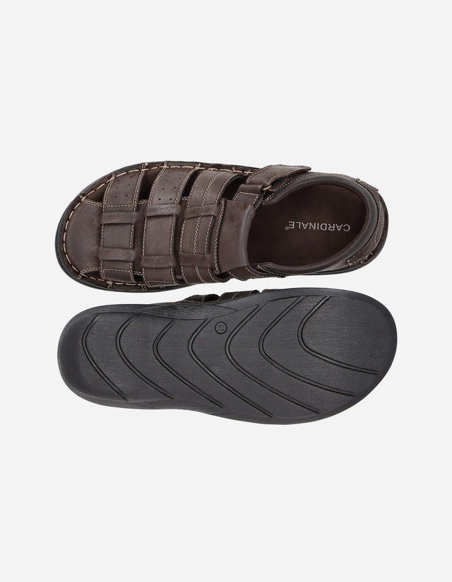 Sandalias Cerradas Hombre Cuero Cairu-9-80 Café