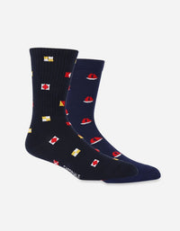 Pack 2 Pares Calcetines Hombre Algodón 1314-Flag Az/Sail Az