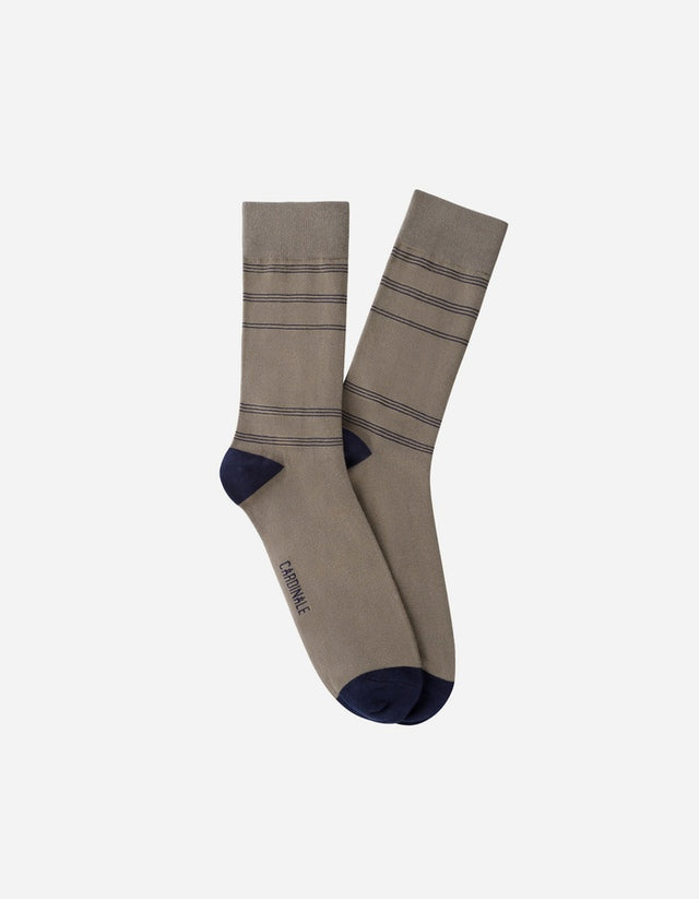 Calcetines Hombre Algodón Beige Con Líneas Finas (Talla 39-45) Calc-1U-Lf06