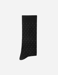 Calcetines Hombre Algodón Negro Con Puntitos (Talla 39-45) Calc-1U-Pt01