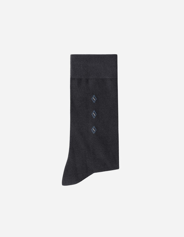 Calcetines Hombre Algodón Negro Con Rombos Pequeños (Talla 39-45) Calc-1U-Vr05