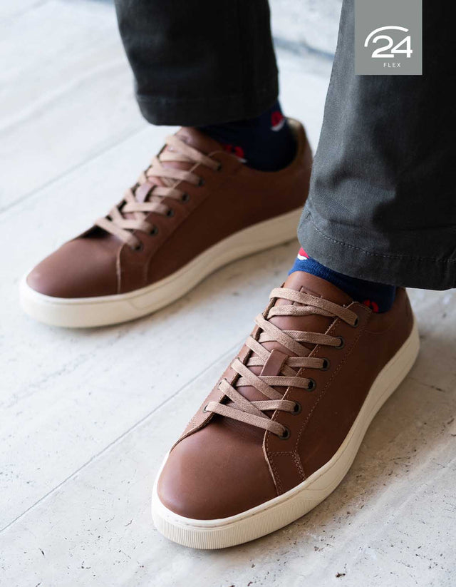 Zapatillas Hombre Cordones Cuero Chess-0-07 Brandy