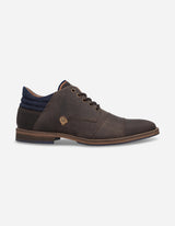 Botines Formal Casual Hombre Cuero Con Costuras Decorativas Crowl-6-81 Brandy