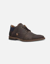 Botines Formal Casual Hombre Cuero Con Costuras Decorativas Crowl-6-81 Brandy