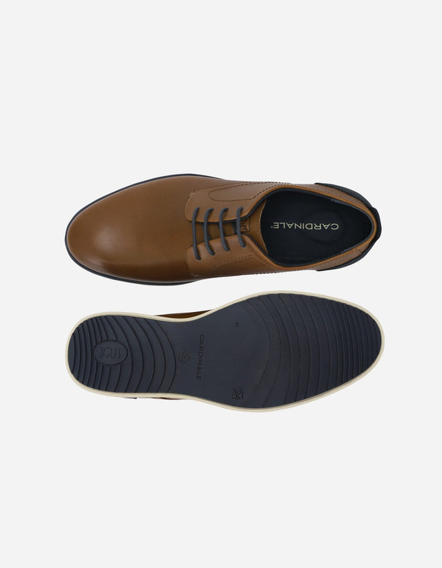 Zapatos Formal Hombre 24 Flex Cuero Talón Azul Denver Brandy