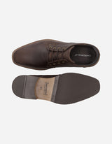 Zapatos Hombre Cuero Y Textil Desk-0-13 Café