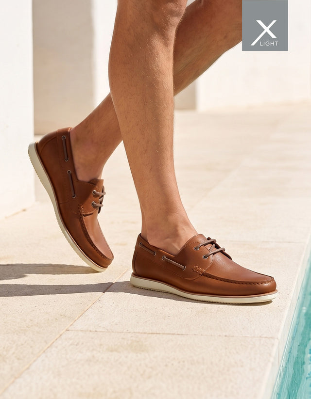 Zapato Mocasín Náutico Hombre Cuero X-Light Dockwalk Brandy
