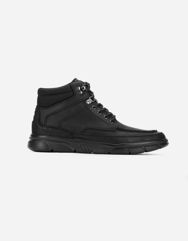 Zapatilla Caña Alta Hombre Cuero Dosscourt Negro