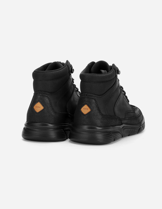 Zapatilla Caña Alta Hombre Cuero Dosscourt Negro