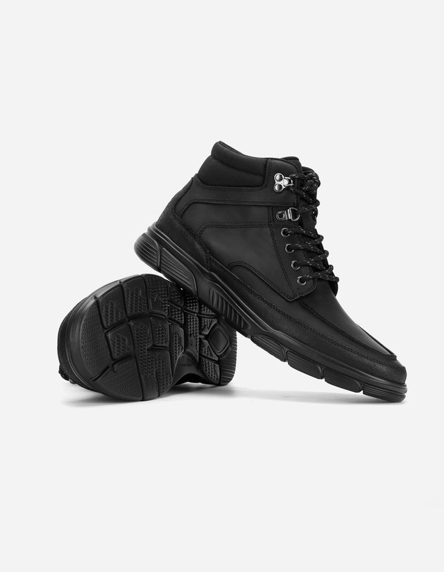 Zapatilla Caña Alta Hombre Cuero Dosscourt Negro