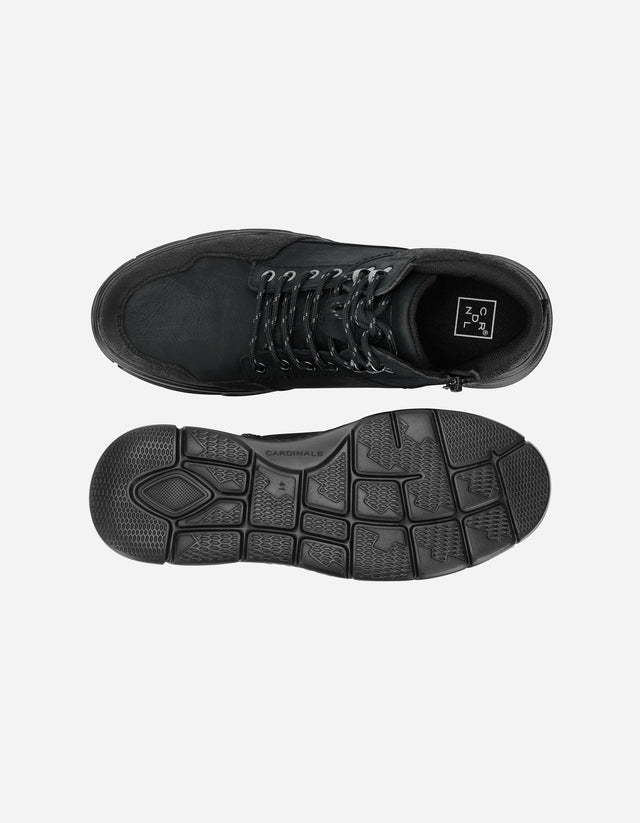 Zapatilla Caña Alta Hombre Cuero Cierre Lateral Dosscourt Negro