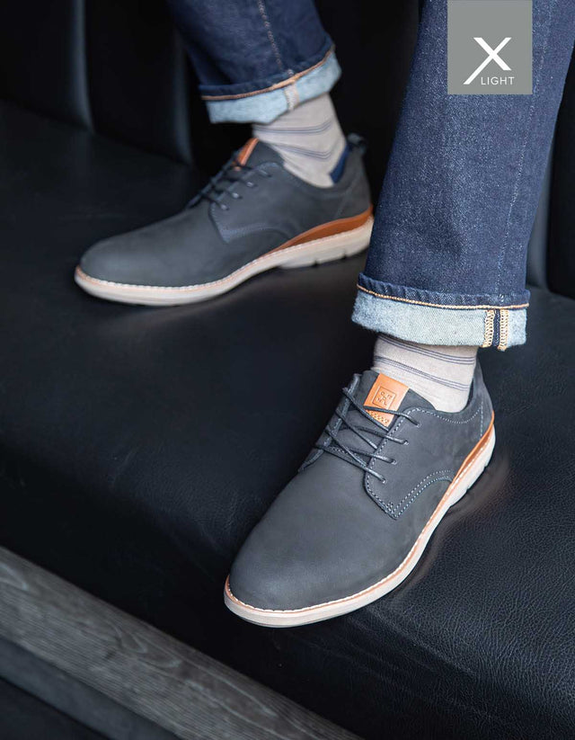 Zapatos Casual Formal Hombre X-Light Cuero Dozza-0-23 Negro