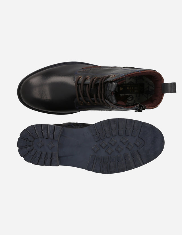 Botines Casual Urbano Hombre Cuero Drift Azul Bullboxer