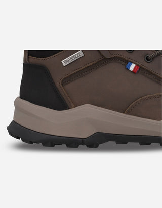 Botines Trekking Waterproof Hombre Cuero Y Textil Elbrus-6-27 Café