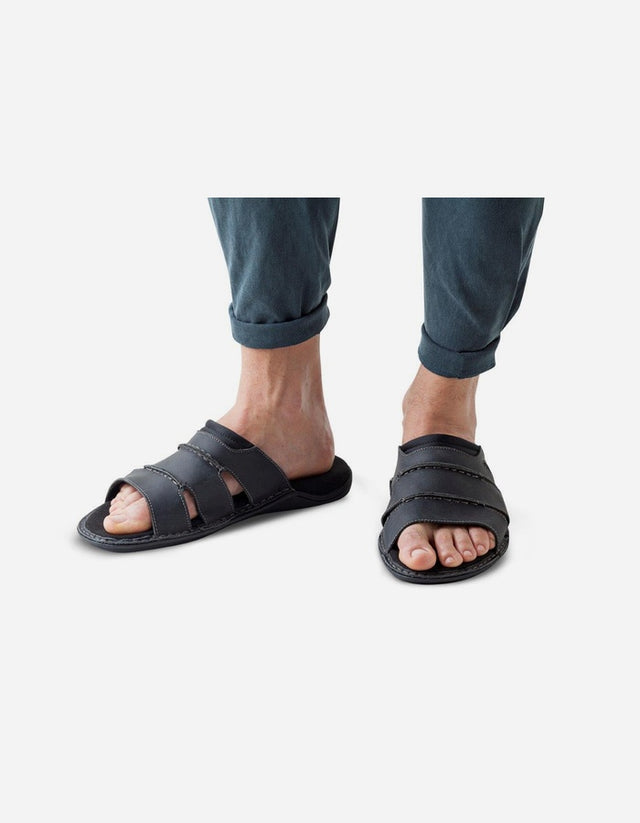Sandalias Hombre Cuero Mallorca-9-21-Negro