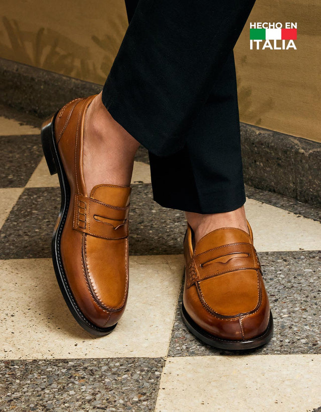Mocasines Formales Hombre Suela Cuero Hecho En Italia Magno Marchese-4-10 Brandy