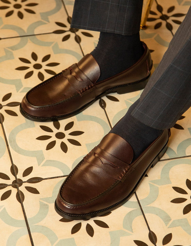Mocasines Formal Hombre Suela Cuero Moc-Arg Burdeos
