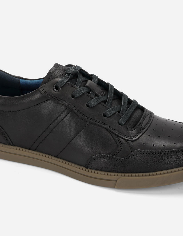 Zapatilla Urbana Hombre Cuero 24 Flex Muelle Negro