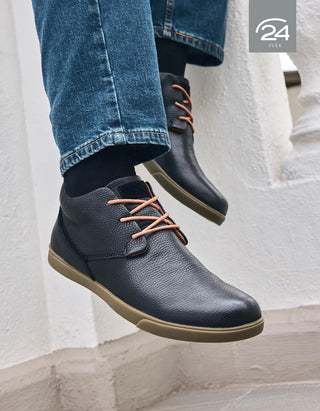 ZAPATILLAS HOMBRE CUERO CAÑA ALTA OPORTO-6-06-NEGRO