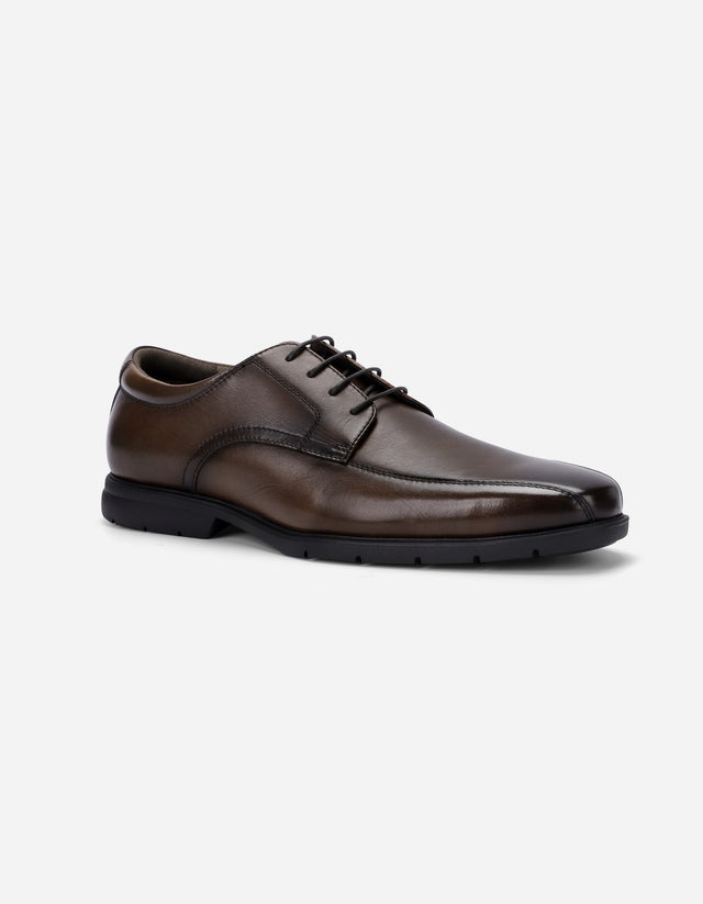 Zapatos Formal Hombre Piuma Punta Costura Café