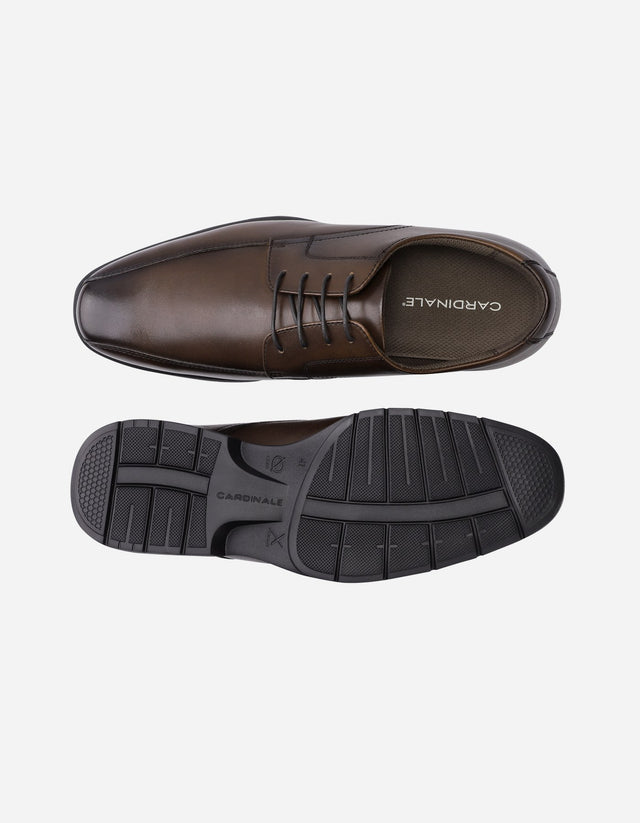 Zapatos Formal Hombre Piuma Punta Costura Café