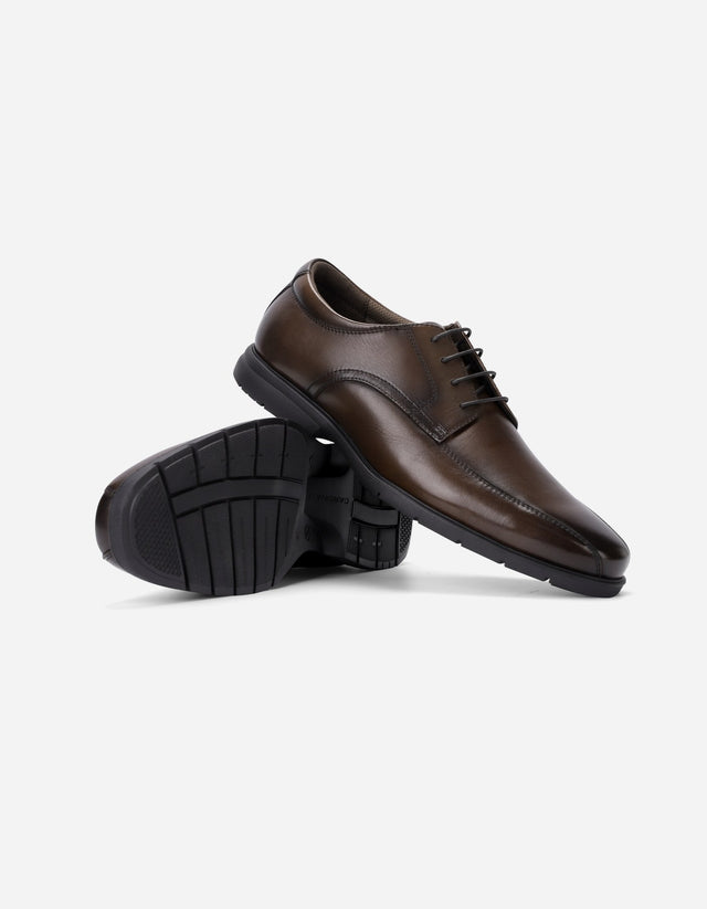 Zapatos Formal Hombre Piuma Punta Costura Café