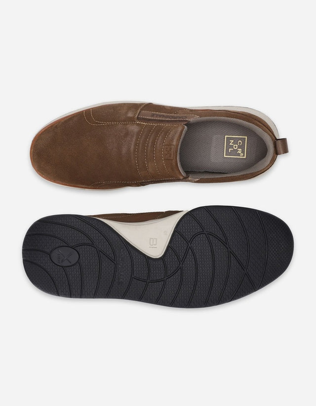 Zapatillas Hombre Slip-On Cuero Reston-3-08 Taupé