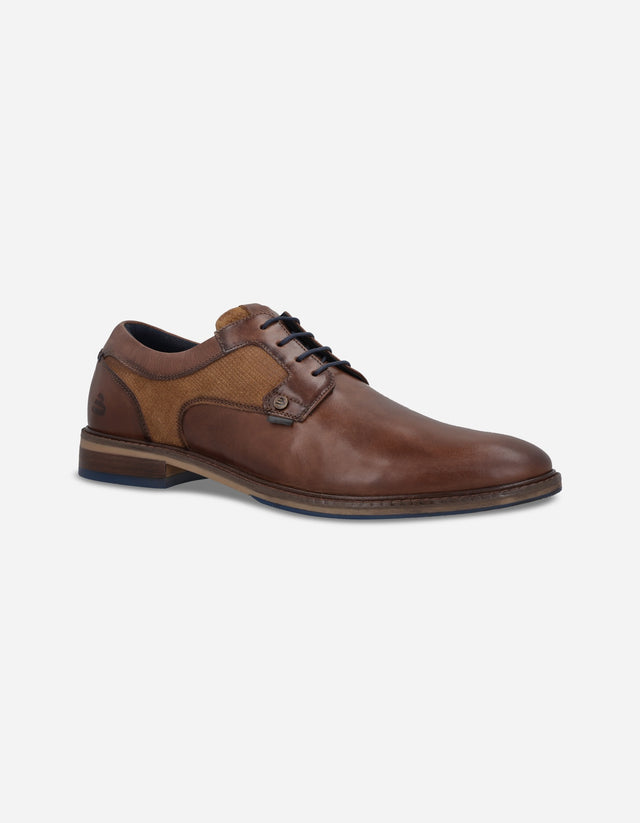 Zapatos Casual Formal Hombre Derby Cuero Detalle Textura Slate-0-31 Brandy Bullboxer