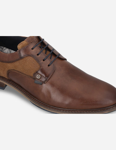 Zapatos Casual Formal Hombre Derby Cuero Detalle Textura Slate-0-31 Brandy Bullboxer