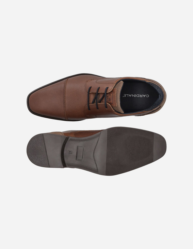 Zapatos Formal Casual Hombre Derby Cuero Con Textura Soren-0-15 Brandy