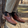 Botines Formal Casual Hombre Cuero Con Costuras Decorativas Thoren-6-24 Brandy