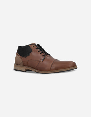 Botines Formal Casual Hombre Cuero Con Costuras Decorativas Thoren-6-24 Brandy