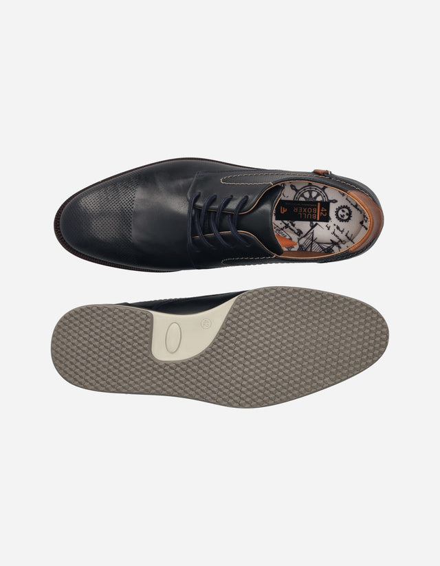 Zapatos Casual Hombre Cuero Perforado Toulouse Azul Bullboxer