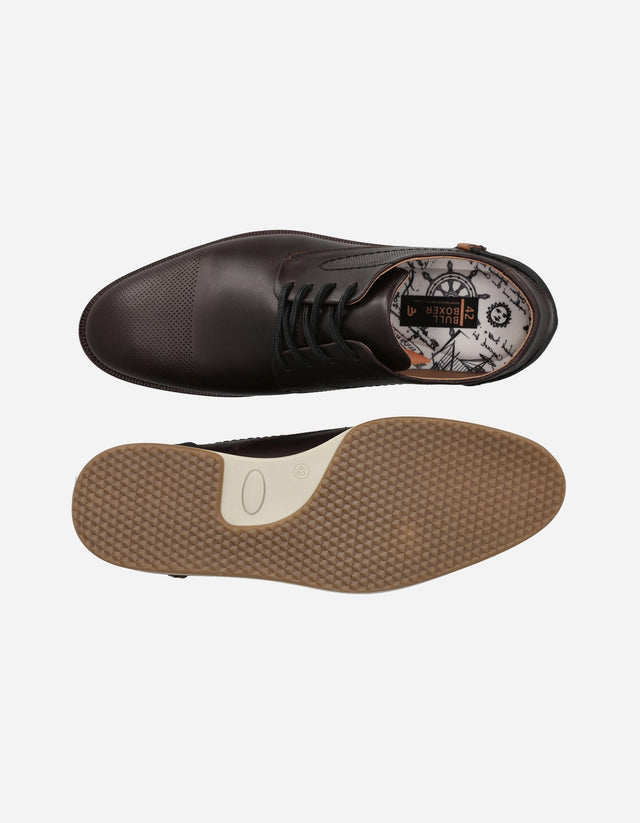 Zapatos Casual Hombre Cuero Perforado Toulouse Café Bullboxer