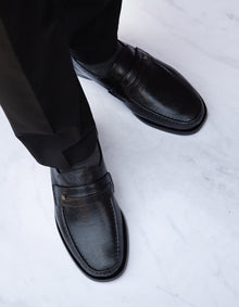 Mocasines Tubular Cuero Cabritilla Hombre Suela De Cuero Cab-3-32 Negro