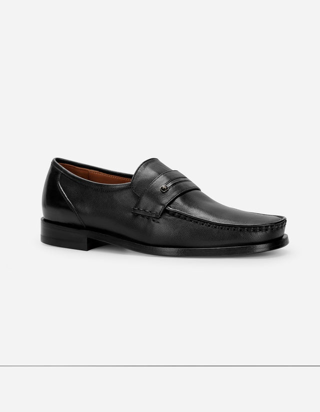 Mocasines Cuero Cabritilla Hombre Suela De Cuero Tubular Cab-3-32 Negro