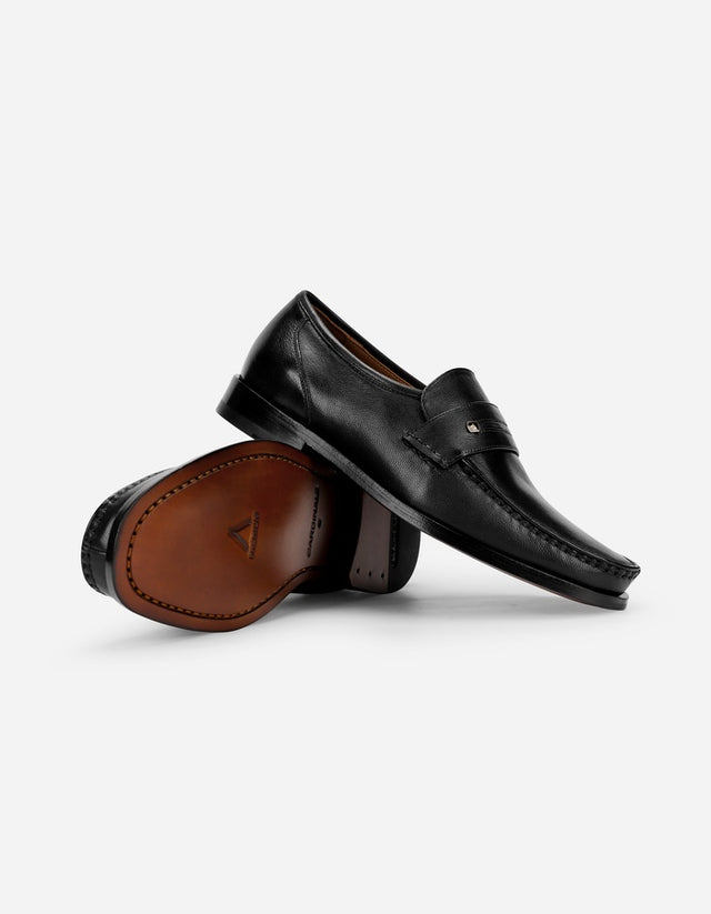 Mocasines Cuero Cabritilla Hombre Suela De Cuero Tubular Cab-3-32 Negro