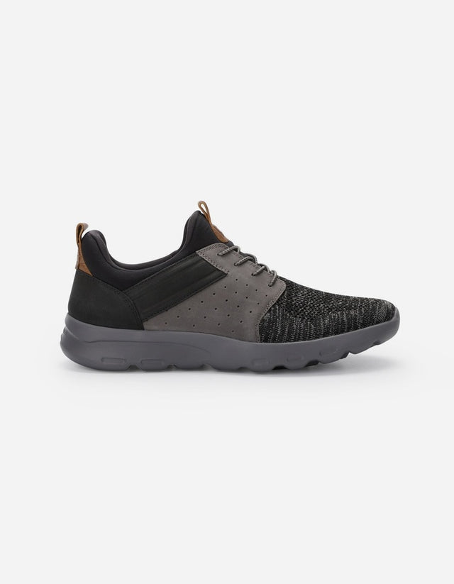 Zapatillas Hombre Cuero Y Textil Walker-0-32 Gris