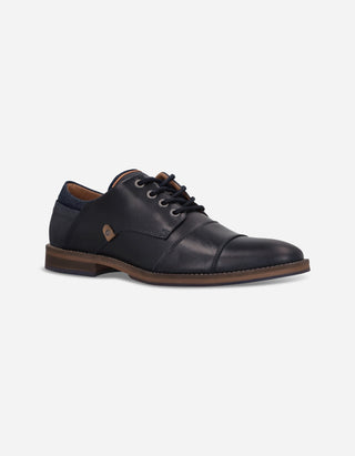 Zapatos Formal Casual Hombre Derby Cuero Con Costuras Decorativas Alden-0-81 Azul