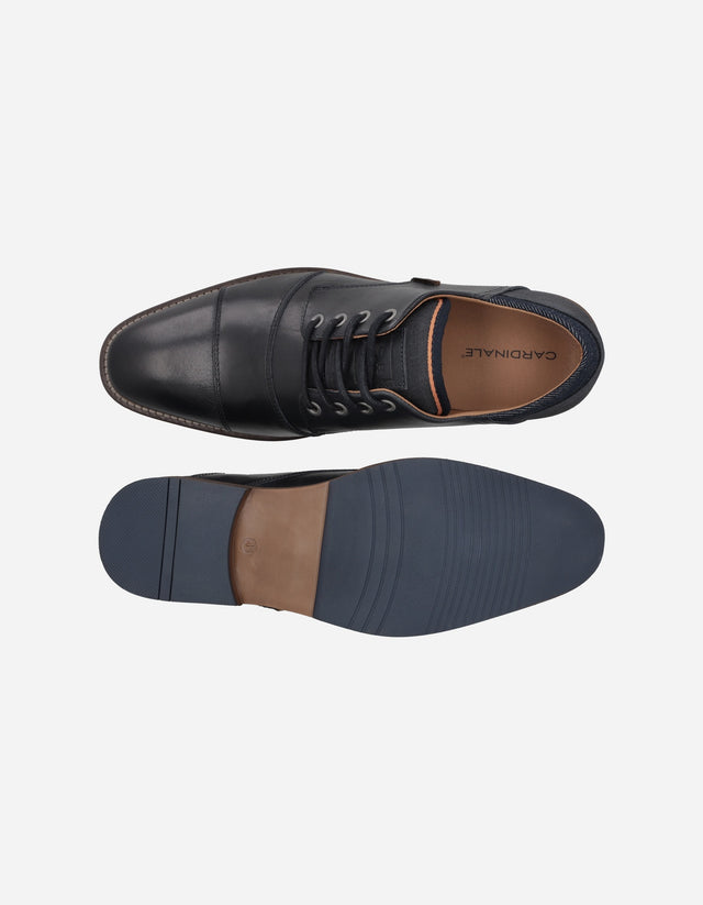 Zapatos Formal Casual Hombre Derby Cuero Con Costuras Decorativas Alden-0-81 Azul