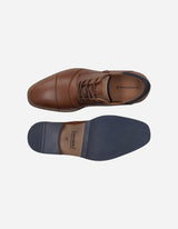 Zapatos Formal Casual Hombre Derby Cuero Con Costuras Decorativas Alden-0-81 Brandy