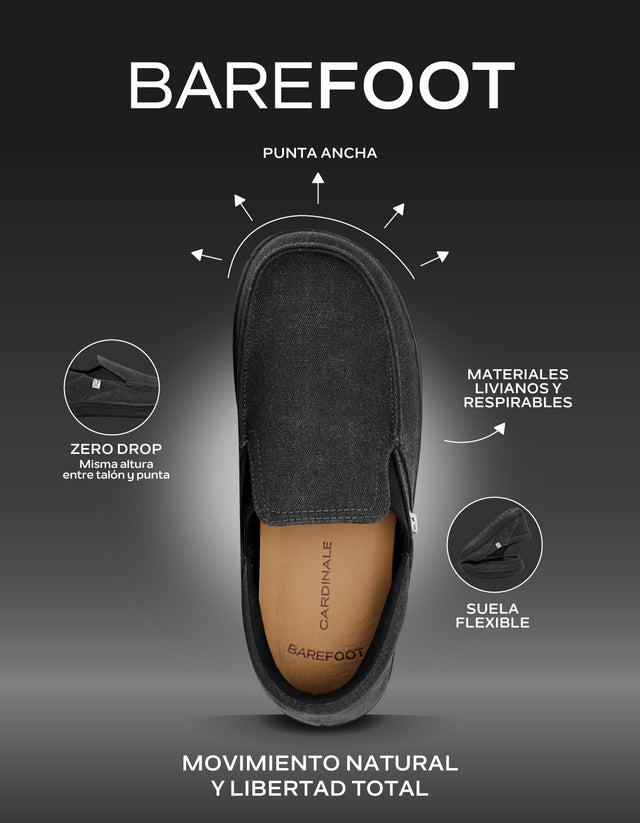Zapatos Barefoot Slip-On Hombre Textil Bare Sand Negro