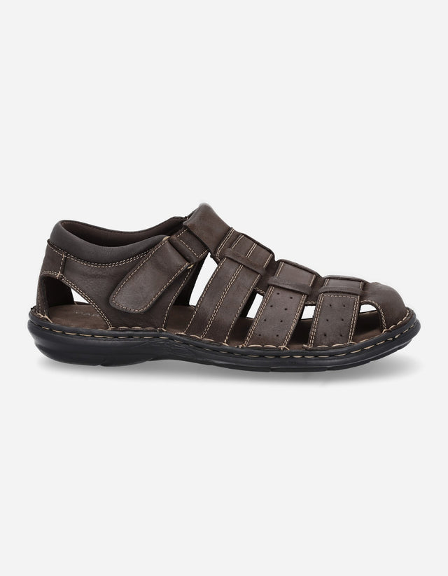 Sandalias Cerradas Hombre Cuero Cairu-9-80 Café