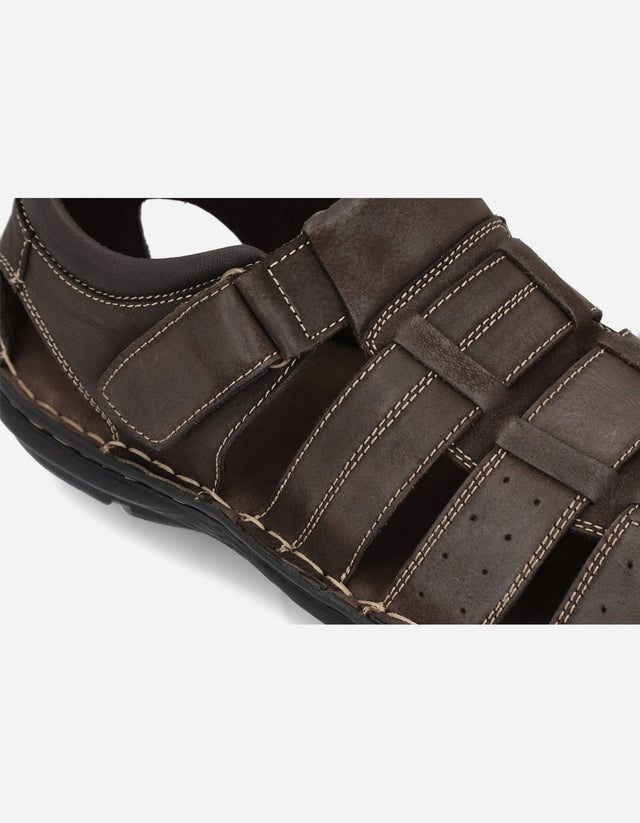 Sandalias Cerradas Hombre Cuero Cairu-9-80 Café