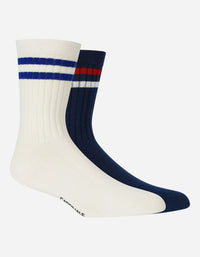 Pack 2 Pares Calcetines Algodón Hombre 030-Sp80_Bco/Nvy