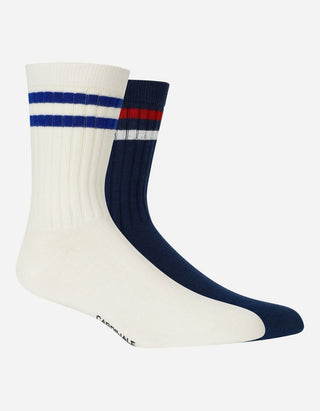 Pack 2 Pares Calcetines Algodón Hombre 030-Sp80_Bco/Nvy