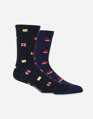Pack 2 Pares Calcetines Hombre Algodón 1314-Flag Az/Sail Az